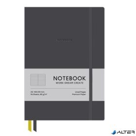   Jegyzetfüzet, A5, vonalas, 96 lap, keményfedeles, műbőr borító, SHKOLYARYK "Genius", sötétszürke