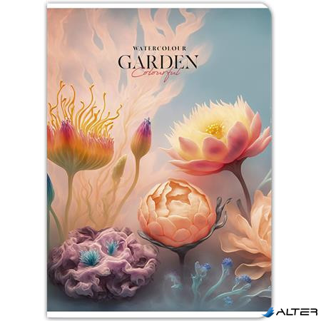 Füzet, tűzött, A4, vonalas, 80 lap, SHKOLYARYK "Garden", vegyes