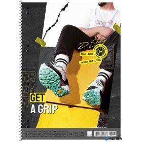   Spirálfüzet, A4+, vonalas, 80 lap, SHKOLYARYK 'Get a grip', vegyes