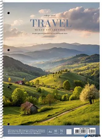 Spirálfüzet, A4+, kockás, 80 lap, SHKOLYARYK "Travel", vegyes