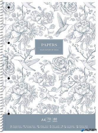 Spirálfüzet, A4+, vonalas, 80 lap, SHKOLYARYK 'Vintage flowers', vegyes