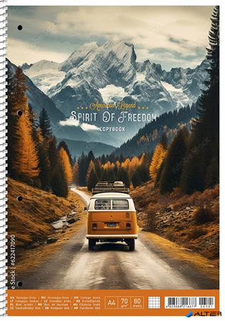 Spirálfüzet, A4+, kockás, 80 lap, SHKOLYARYK 'Spirit of Freedom', vegyes