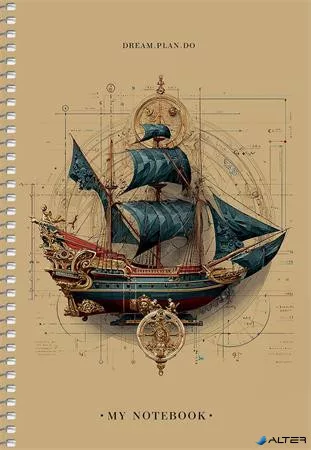 Spirálfüzet, A5, sima, 96 lap, SHKOLYARYK "Sailor", vegyes