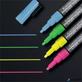   Folyékony krétamarker készlet, kúpos hegy, 1-2 mm SIGEL, 4 különböző szín