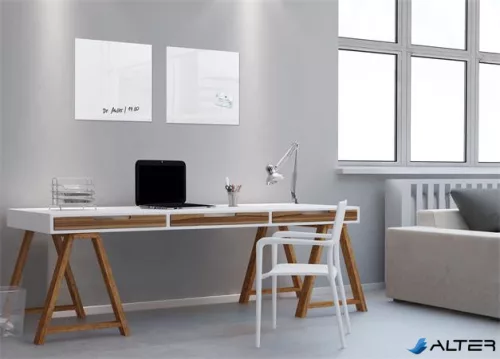 Mágneses üvegtábla, 48x48 cm, SIGEL "Artverum® ", fehér