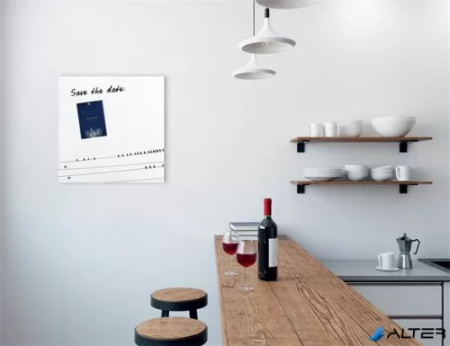 Mágneses üvegtábla, 48x48x1,5 cm, SIGEL 'Artverum® ', Little birds mintázat, matt