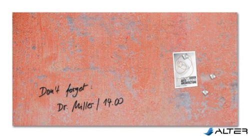 Mágneses üvegtábla, 91x46x1,5 cm, SIGEL "Artverum® ", piros fal mintázat, matt