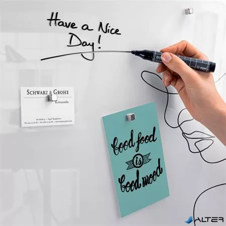 Mágneses üvegtábla, 48x48x1,5 cm, SIGEL 'Artverum® ', vonalrajzos