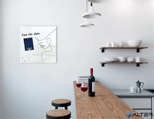 Mágneses üvegtábla, 48x48x1,5 cm, SIGEL 'Artverum® ', vonalrajzos