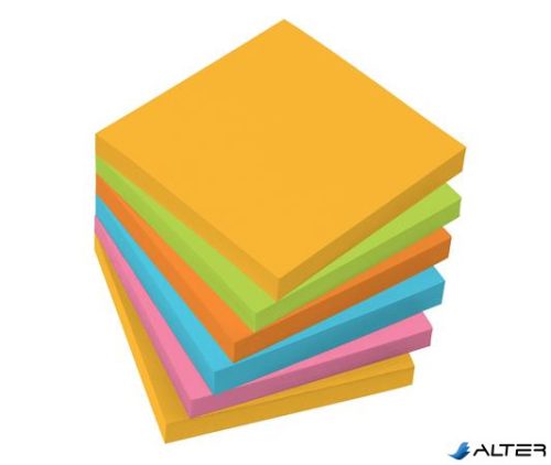 Öntapadó jegyzettömb, 75x75 mm, 100 lap, 6 szín, SIGEL, vegyes színek