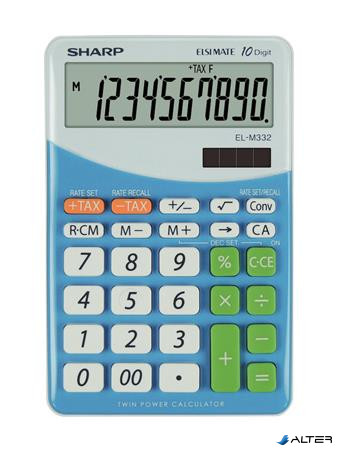 Számológép, asztali, 10 számjegy, SHARP "EL-M332", kék