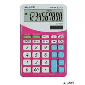   Számológép, asztali, 10 számjegy, SHARP "EL-M332", pink