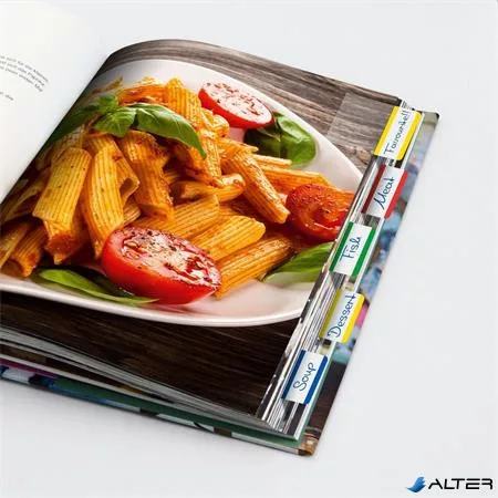 Jelölőcímke, megerősített, fehér szélű, 50x38 mm, 4x5 db, SIGEL, vegyes színek