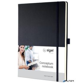   Jegyzetfüzet, exkluzív, A4, vonalas, 97 lap, keményfedeles, SIGEL "Conceptum", fekete