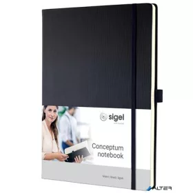   Jegyzetfüzet, exkluzív, A4, vonalas, 97 lap, keményfedeles, SIGEL "Conceptum", fekete
