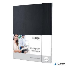   Jegyzetfüzet, exkluzív, A4+, kockás, 97 lap, mágneses záródású, keményfedeles, SIGEL "Conceptum", fekete