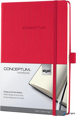 Jegyzetfüzet, exkluzív, A4, vonalas, 97 lap, keményfedeles, SIGEL "Conceptum", piros