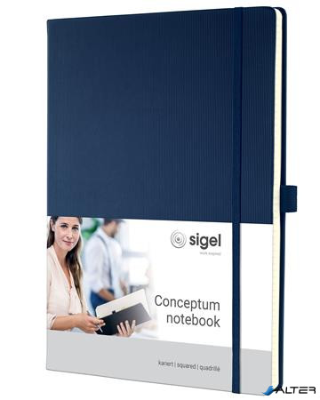 Jegyzetfüzet, exkluzív, A4, kockás, 97 lap, keményfedeles, SIGEL "Conceptum", éjkék
