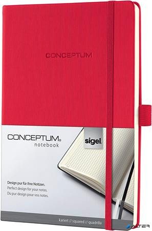Jegyzetfüzet, exkluzív, A5, kockás, 97 lap, keményfedeles, SIGEL "Conceptum", piros