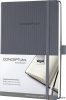 Jegyzetfüzet, exkluzív, A5, kockás, 97 lap, keményfedeles, SIGEL 'Conceptum', sötétszürke