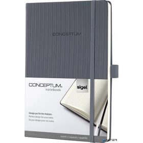   Jegyzetfüzet, exkluzív, A5, kockás, 97 lap, keményfedeles, SIGEL 'Conceptum', sötétszürke