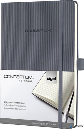 Jegyzetfüzet, exkluzív, A5, kockás, 97 lap, keményfedeles, SIGEL "Conceptum", sötétszürke