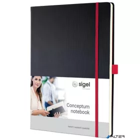   Jegyzetfüzet, exkluzív, A4, kockás, 97 lap, keményfedeles, SIGEL "Conceptum Red Edition", fekete-piros