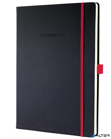 Jegyzetfüzet, exkluzív, A4, kockás, 97 lap, keményfedeles, SIGEL 'Conceptum Red Edition', fekete-piros