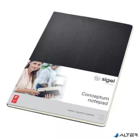   Füzet, exkluzív, A4, kockás, 60 lap, keményfedeles, SIGEL "Conceptum", fekete