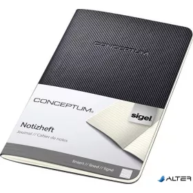   Füzet, exkluzív, A6, vonalas, 32 lap, puhafedeles, SIGEL "Conceptum", fekete