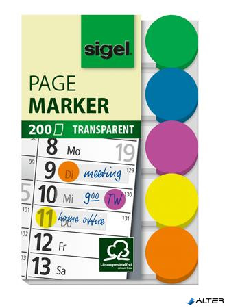 Jelölőcímke, műanyag, 5x40 lap, 50x12 mm, SIGEL, vegyes szín