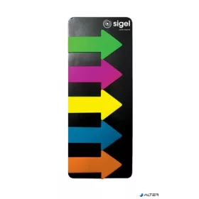   Jelölőcímke, műanyag, 5x25 lap, 25x45 mm, SIGEL "Nyilak", vegyes szín