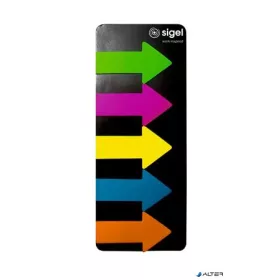   Jelölőcímke, műanyag, 5x25 lap, 25x45 mm, SIGEL "Nyilak", vegyes szín