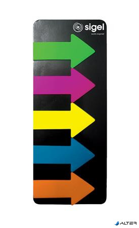 Jelölőcímke, műanyag, 5x25 lap, 25x45 mm, SIGEL "Nyilak", vegyes szín
