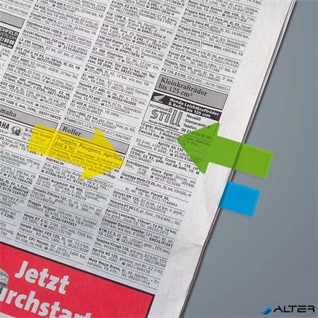 Jelölőcímke, műanyag, 5x25 lap, 25x45 mm, SIGEL 'Nyilak', vegyes szín