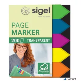   Jelölőcímke, műanyag, 5x40 lap, 12x45 mm, SIGEL 'Nyilak', vegyes szín