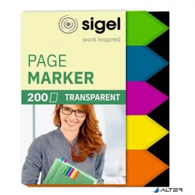   Jelölőcímke, műanyag, 5x40 lap, 12x45 mm, SIGEL "Nyilak", vegyes szín