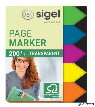 Jelölőcímke, műanyag, 5x40 lap, 12x45 mm, SIGEL "Nyilak", vegyes szín