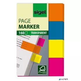   Jelölőcímke, műanyag, 4x40 lap, 20x50 mm, SIGEL "614", vegyes szín