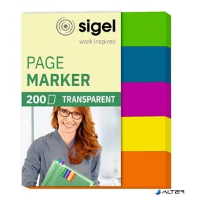   Jelölőcímke, műanyag, 5x40 lap, 12x50 mm, SIGEL "615", vegyes szín