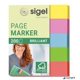   Jelölőcímke, papír, 5x40 lap, 12x50 mm, SIGEL 'Brilliant Mini', vegyes szín