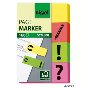  Jelölőcímke, papír, 4x40 lap, 20x50 mm, SIGEL, vegyes szín