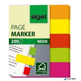   Jelölőcímke, papír, 5x40 lap, 12x50 mm, SIGEL "Neon Mini", vegyes szín