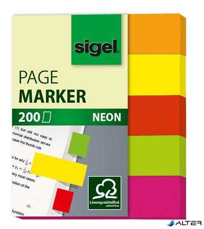 Jelölőcímke, papír, 5x40 lap, 12x50 mm, SIGEL "Neon Mini", vegyes szín