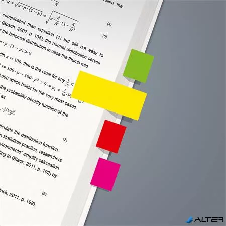 Jelölőcímke, papír, 5x40 lap, 12x50 mm, SIGEL 'Neon Mini', vegyes szín