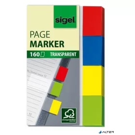   Jelölőcímke, műanyag, 4x40 lap, 20x50 mm, SIGEL 'Clear', vegyes szín