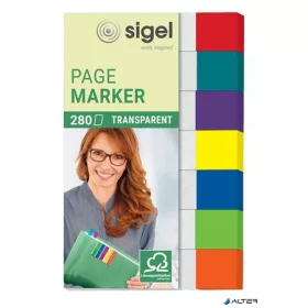   Jelölőcímke, műanyag, 7x40 lap, 12x50 mm, SIGEL 'Clear Mini', vegyes szín