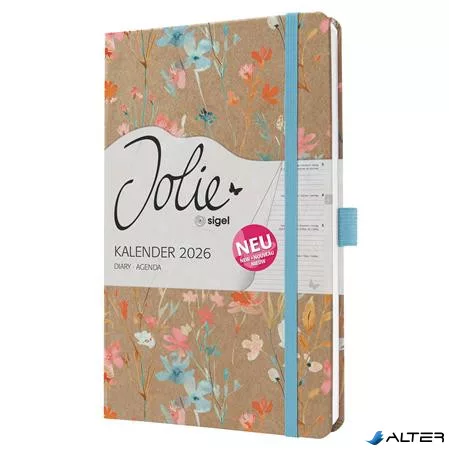 Naptár, A5, heti, 2026, kemény borító, SIGEL 'Jolie', Green Floral Serenity