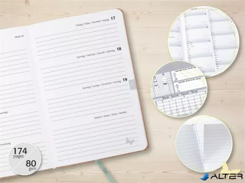 Naptár, A5, heti, 2026, kemény borító, SIGEL 'Jolie', Green Floral Serenity