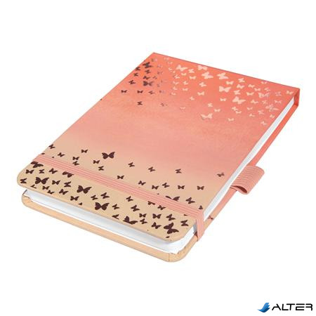 Jegyzetfüzet, exkluzív, 110x79 mm, pontrácsos, 79 lap, keményfedeles, SIGEL "Jolie" Butterfly Confetti Peach
